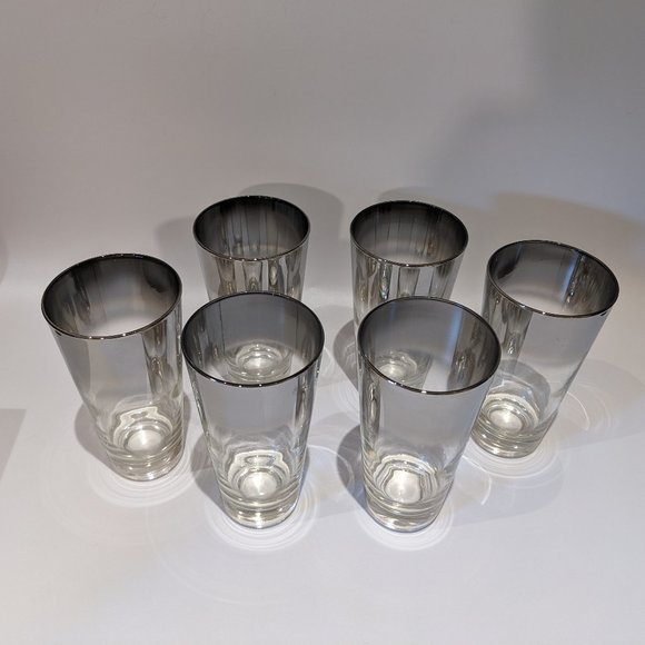 Vintage Dorothy Thorpe 1960s Silver Fade Barware Glassware Collins Glasses (6) - Picture 2 of 5
